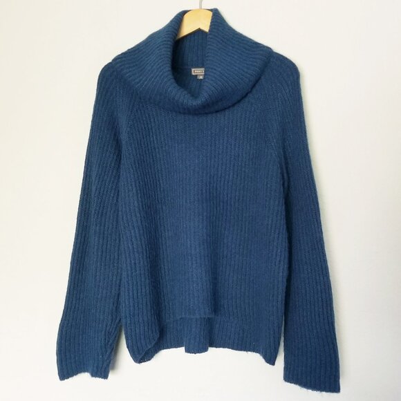 J. Crew Point Sur Ribbed Turtleneck Sweater M Chunky Teal Blue Mohair Wool  Knit - Picture 3 of 14
